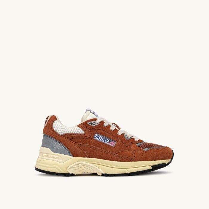 Hyperway en mesh et daim marron et argenté