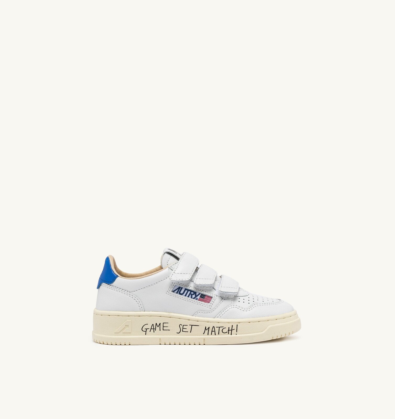 Medalist Kids Low en cuir coloris blanc et palace blue avec lettering