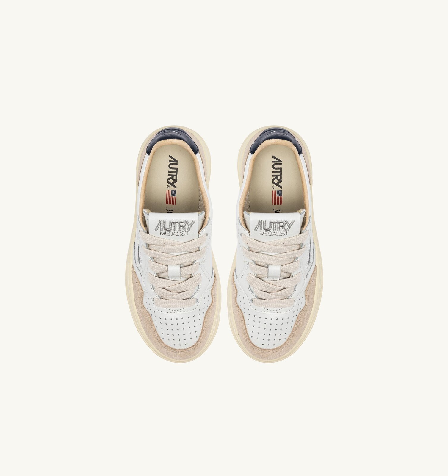 Medalist Kids Low en cuir et daim coloris blanc et space blue
