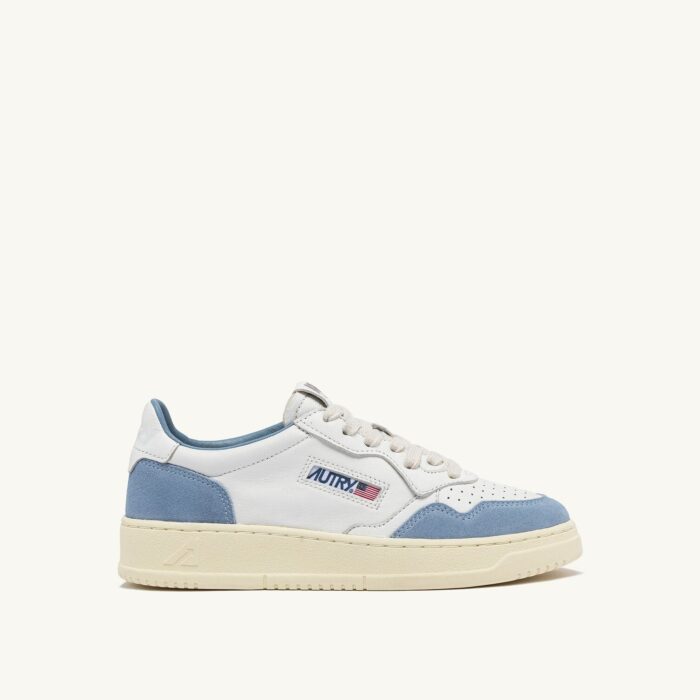 Medalist Low en cuir et daim blanc et street blue