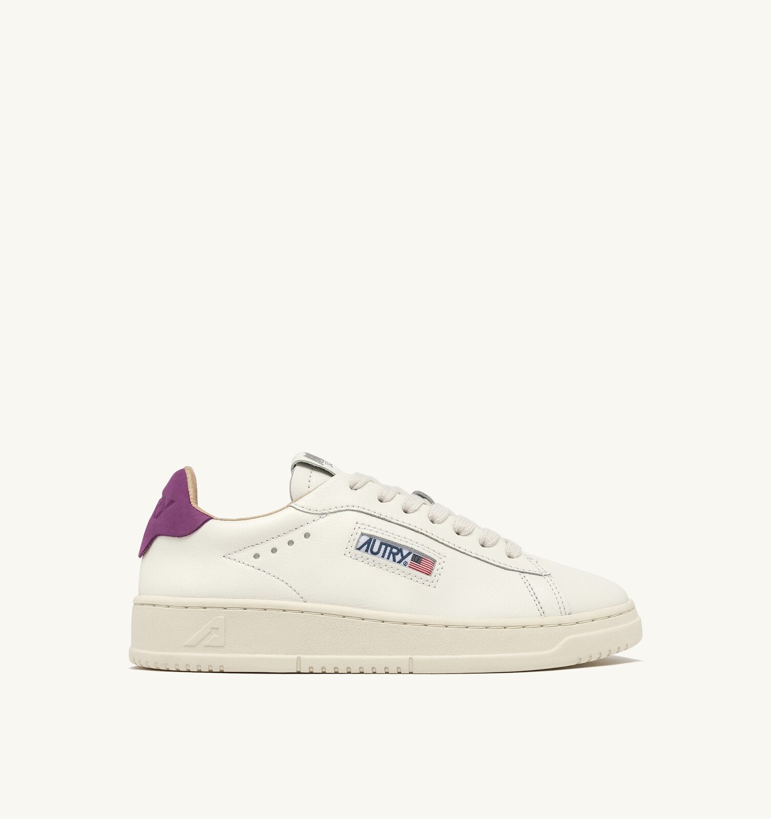 Dallas Low en cuir coloris Marshmallow et Hyacinth Violet