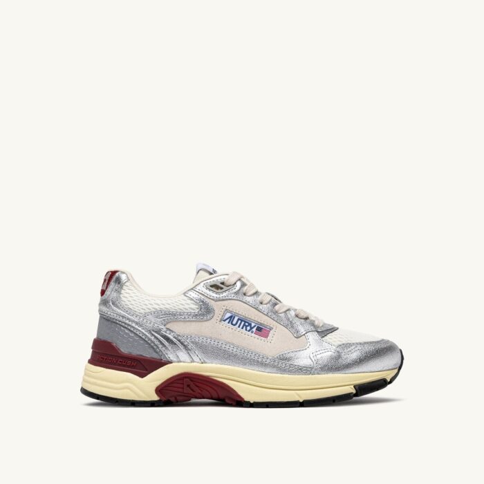 Hyperway en mesh et cuir laminé blanc et argenté