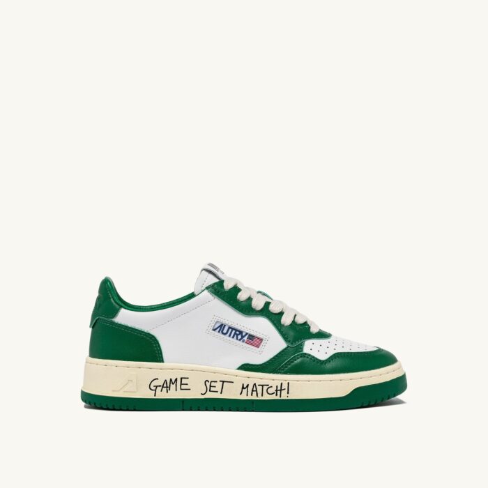 Medalist Low en cuir blanc et amazon avec lettering