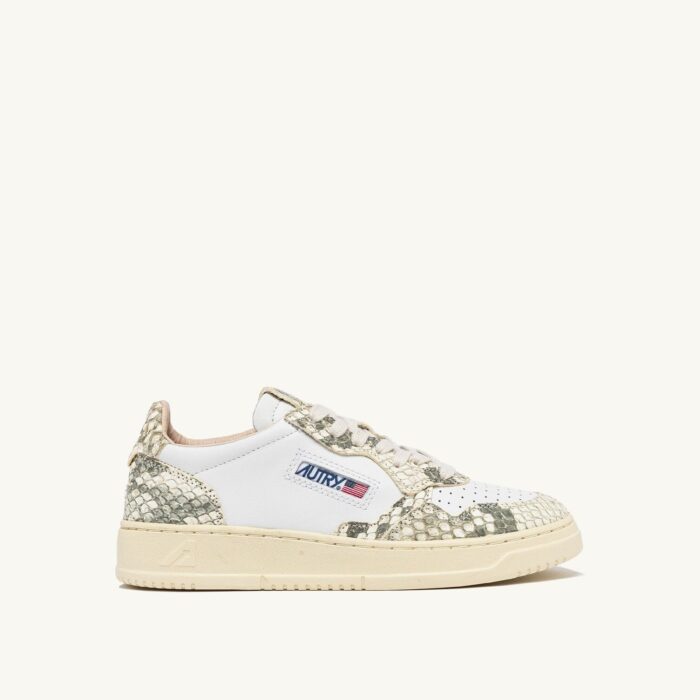Medalist Low en cuir blanc et Snake Diamond