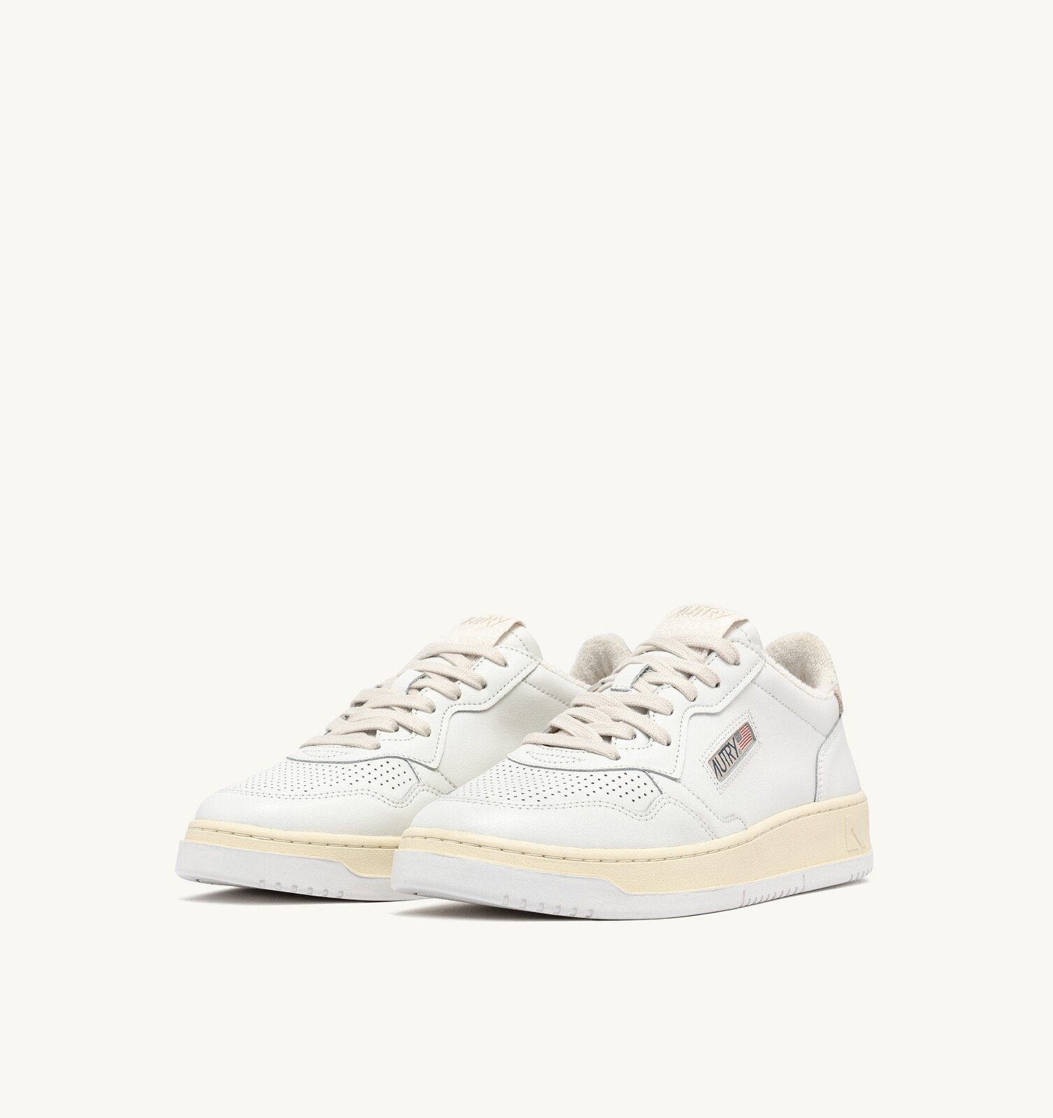 Medalist Low en cuir coloris blanc et ivoire