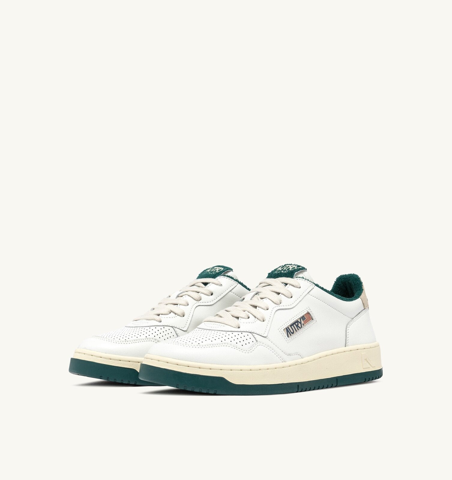 Medalist Low en cuir coloris blanc et Forest