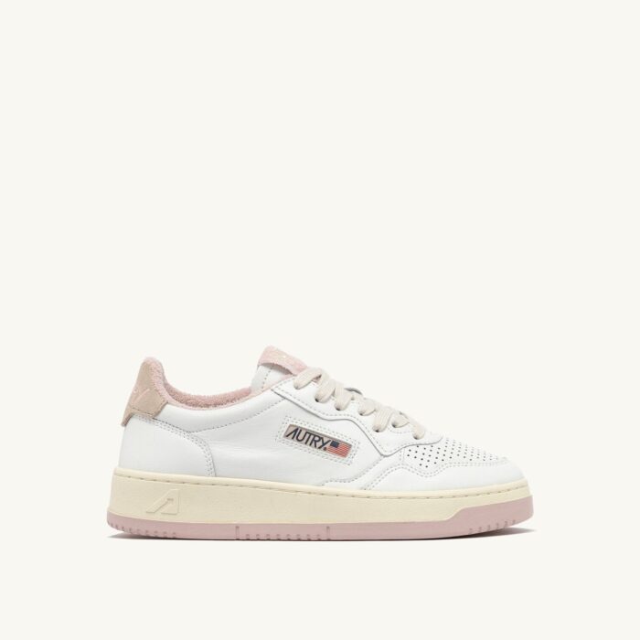 Medalist Low en cuir coloris blanc et Powder Pink