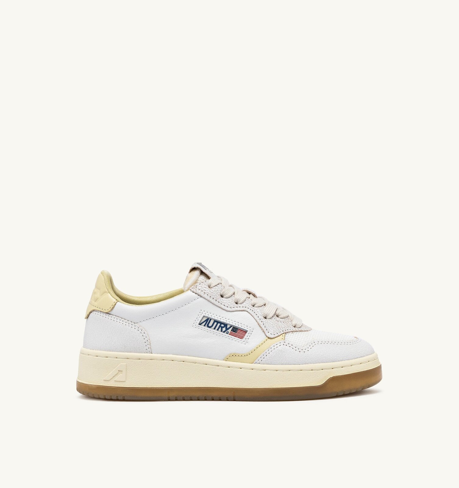 Medalist Low en cuir et mesh coloris blanc et hay