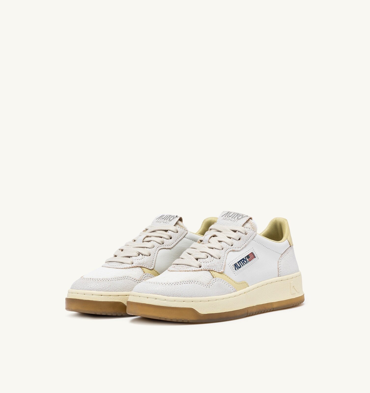 Medalist Low en cuir et mesh coloris blanc et hay