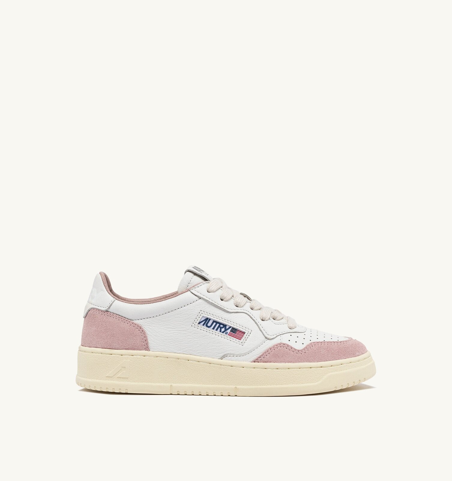 Medalist Low en cuir et daim coloris blanc et powder
