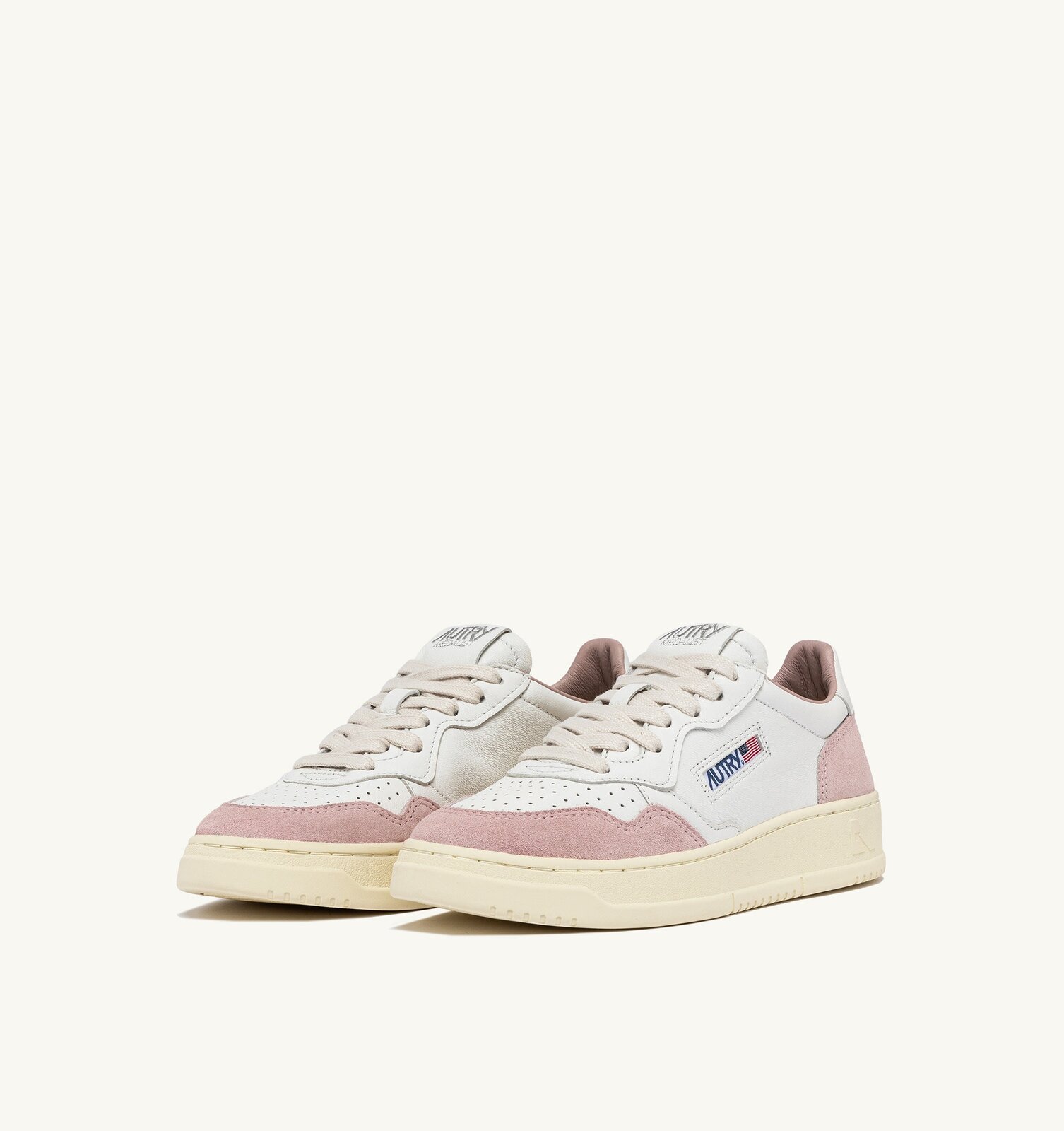 Medalist Low en cuir et daim coloris blanc et powder
