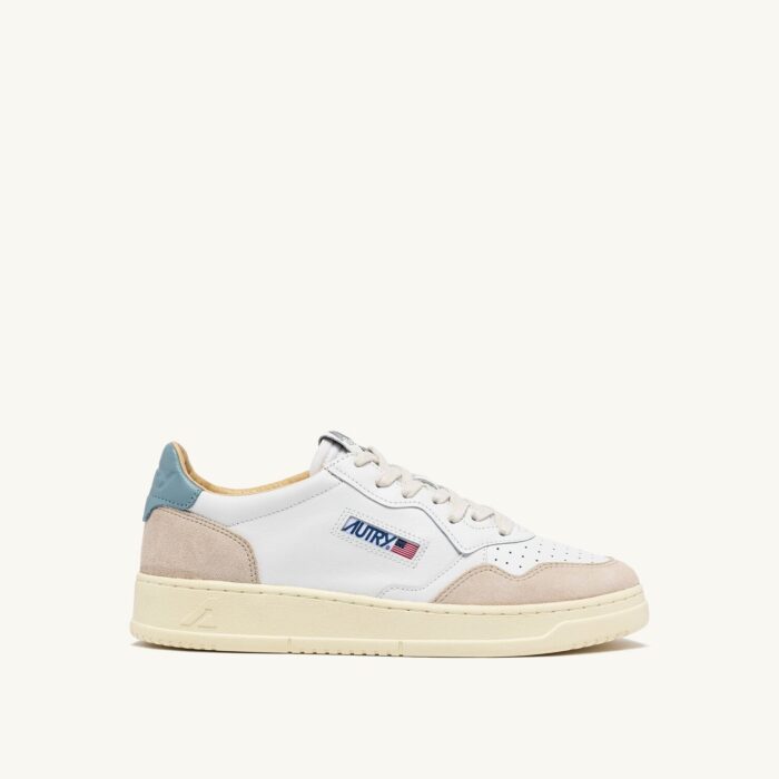 Medalist Low en cuir et daim coloris blanc et Silver Blue