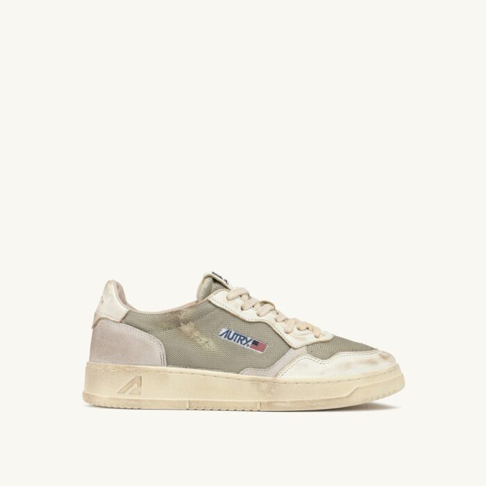 Medalist Low Super Vintage en cuir et mesh kaki et blanc