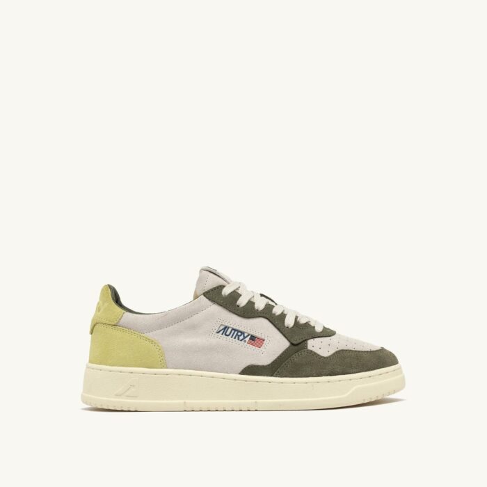 Medalist Low Tricolor en daim coloris Schio Green et Lemon